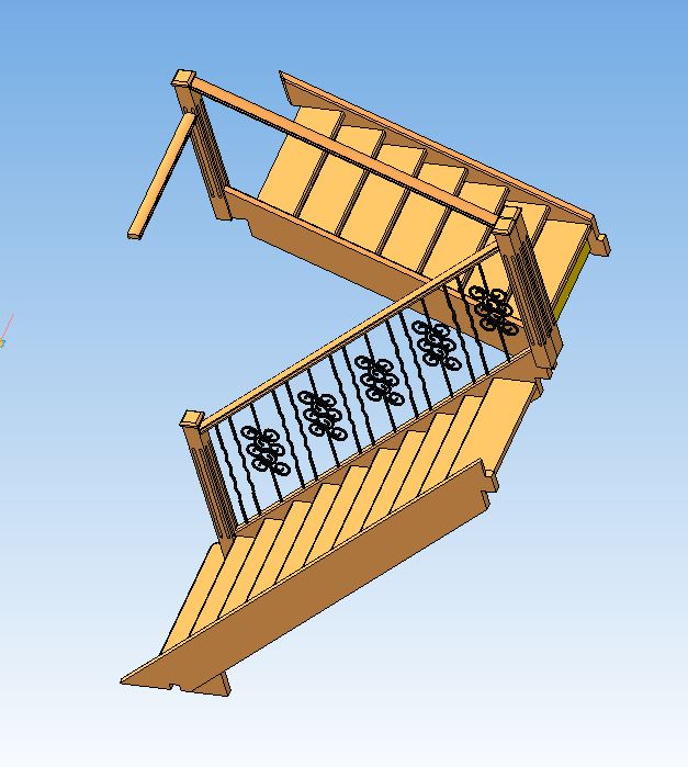 3D модель Лестница двухпролетная