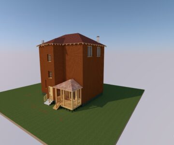 3D модель Проект трехэтажного жилого дома из газобетонных блоков