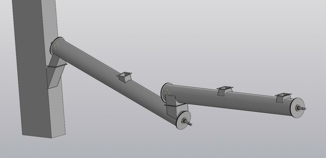 3D модель Компоновка из двух винтовых транспортеров для элеватора