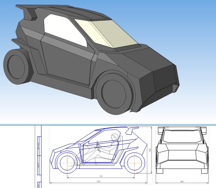 3D модель Двух местный автомобиль