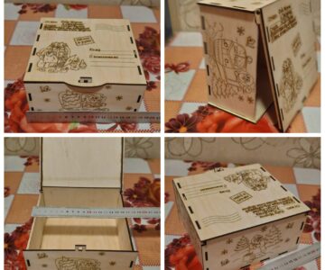 Чертеж Шкатулка с пазами новогодняя