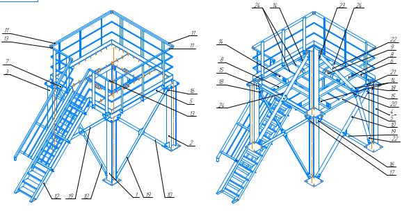 3D модель Площадка обслуживания химического реактора на 800 литров