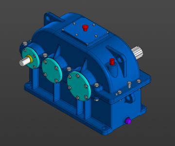 3D модель Цилиндрический двухступенчатый редуктор uред=20