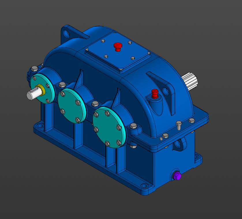 3D модель Цилиндрический двухступенчатый редуктор uред=20