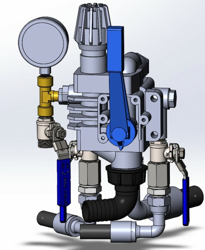 3D модель Корпус ручного распределителя Bertolini Multiduplo SV Regulators(3 вых.RS) без фитингов