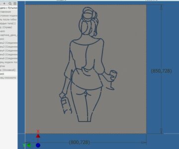 Чертеж Панно или сегмент костровой чаши "дама с бутылкой"