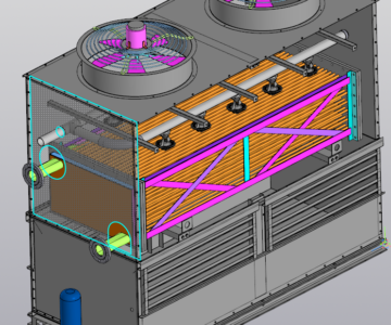 3D модель Водоохладитель с замкнутым контуром охлаждения, промышленная градирня закрытого типа
