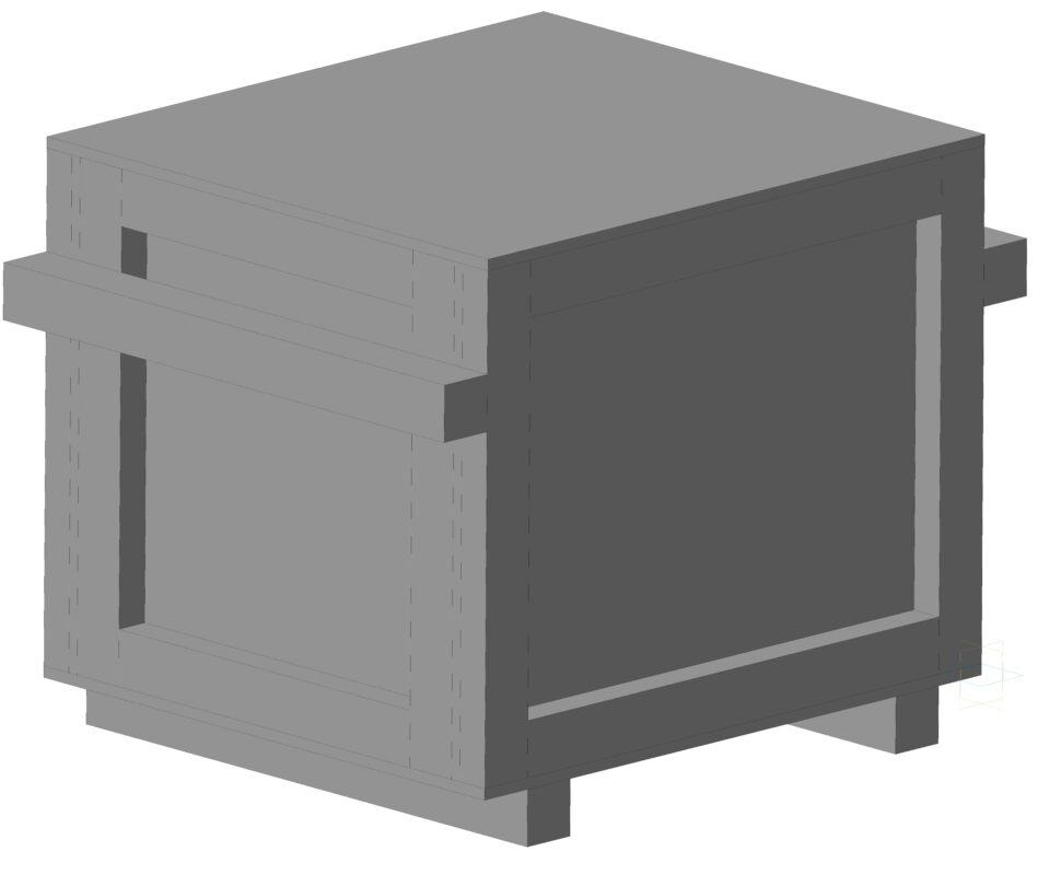 3D модель Ящик из деревянного бруса и фанеры