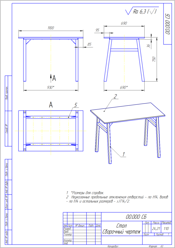 3D модель Стол бытовой(Лофт). Габарит ШхГхВ: 1100х690х750 мм