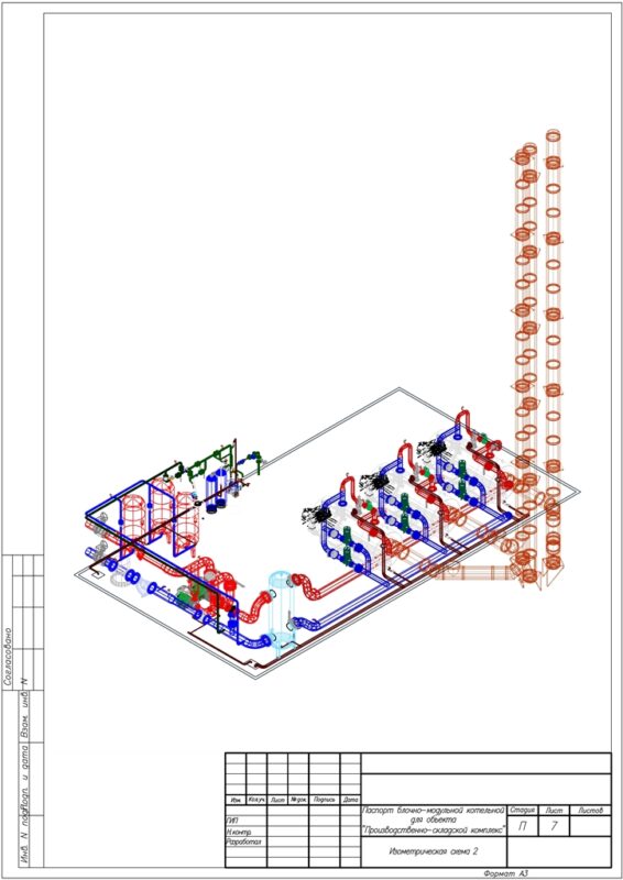 3D модель БМК с тремя водогрейными котлами METEOR SK1400