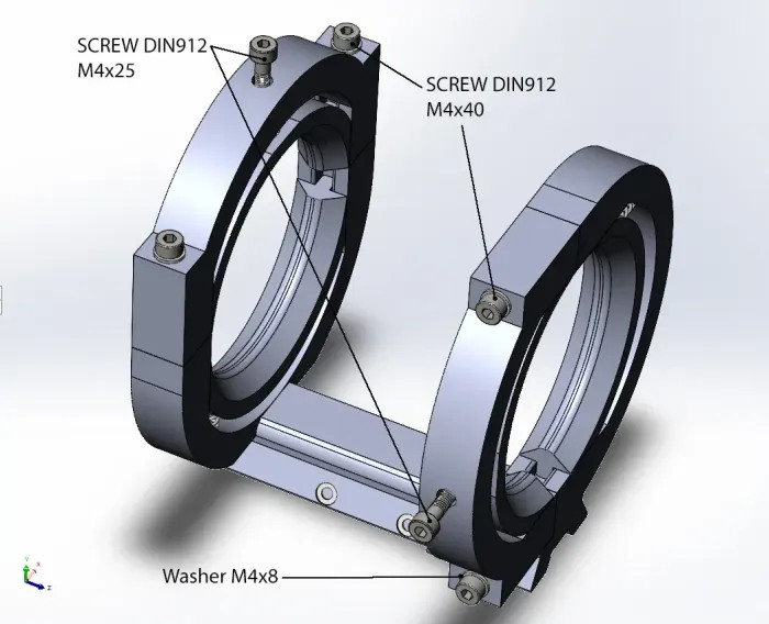 3D модель Крепёжные кольца с юстировкой XY для гида SVBONY SV106