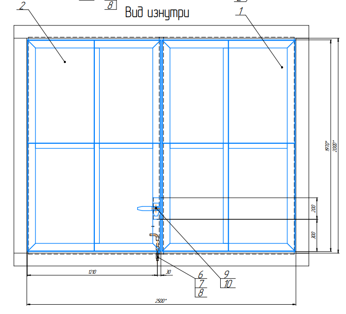 Чертеж Ворота стальные глухие В2000хШ2500