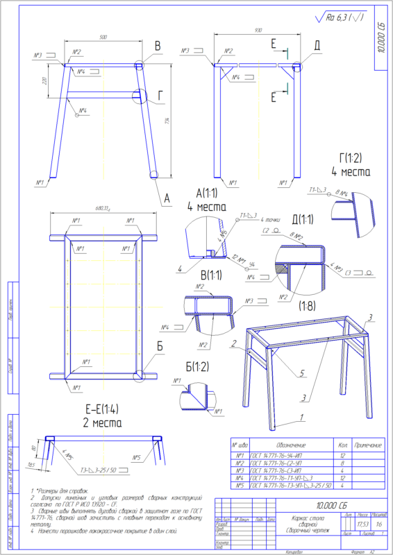 3D модель Стол бытовой(Лофт). Габарит ШхГхВ: 1100х690х750 мм