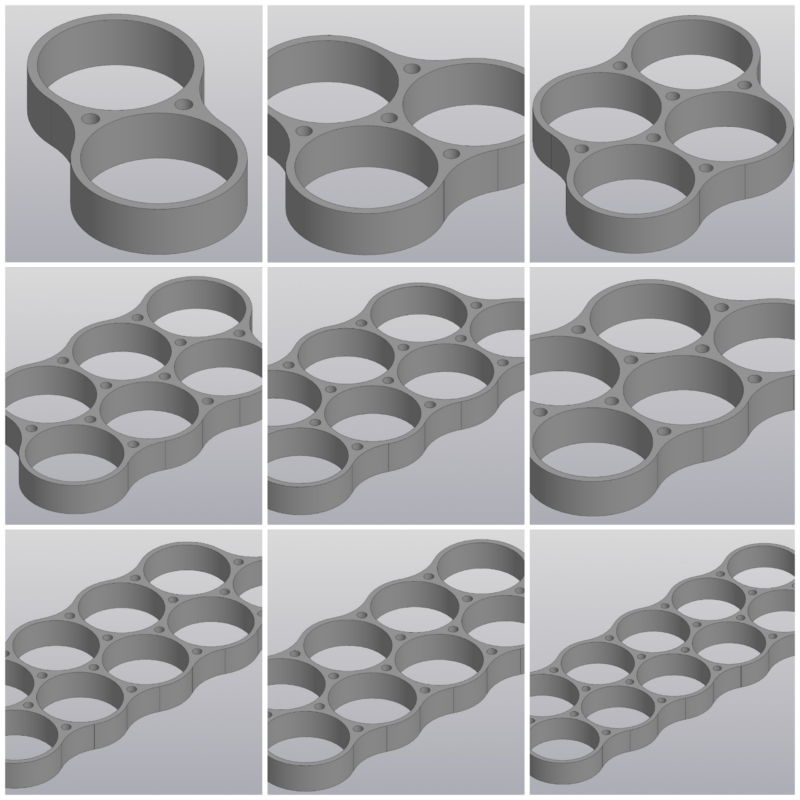 3D модель Пак Холдеров (держателей) для аккумуляторов 21700 (2-10 ячеек)