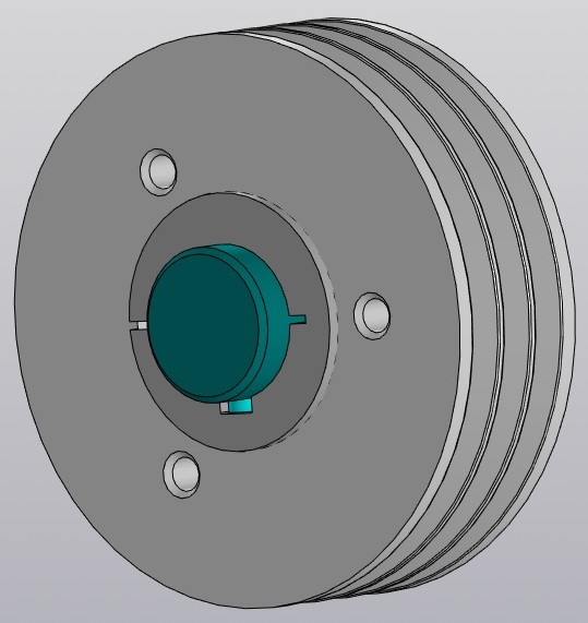 3D модель Шкив ф140 мм с конусной преходной втулкой на вал ф38мм