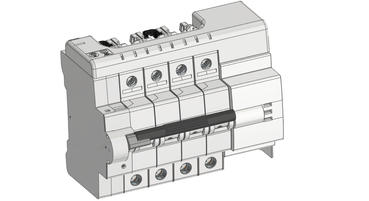 3D модель Автоматический выключатель с расцепителем S 2C-A1 3ф и мотор приводом S2C-CM1 от ABB