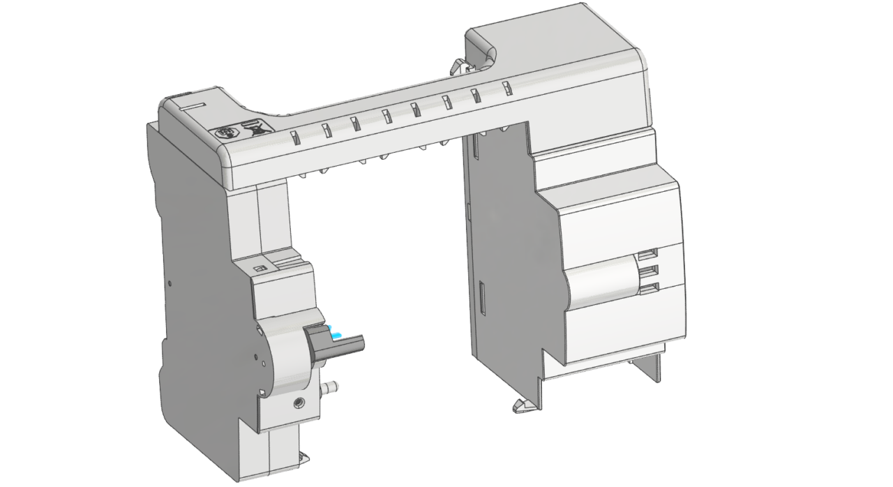 3D модель Автоматический выключатель с расцепителем S 2C-A1 3ф и мотор приводом S2C-CM1 от ABB