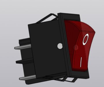 Чертеж Выключатель клавишный 250В 16А (4с) ON-OFF красн.