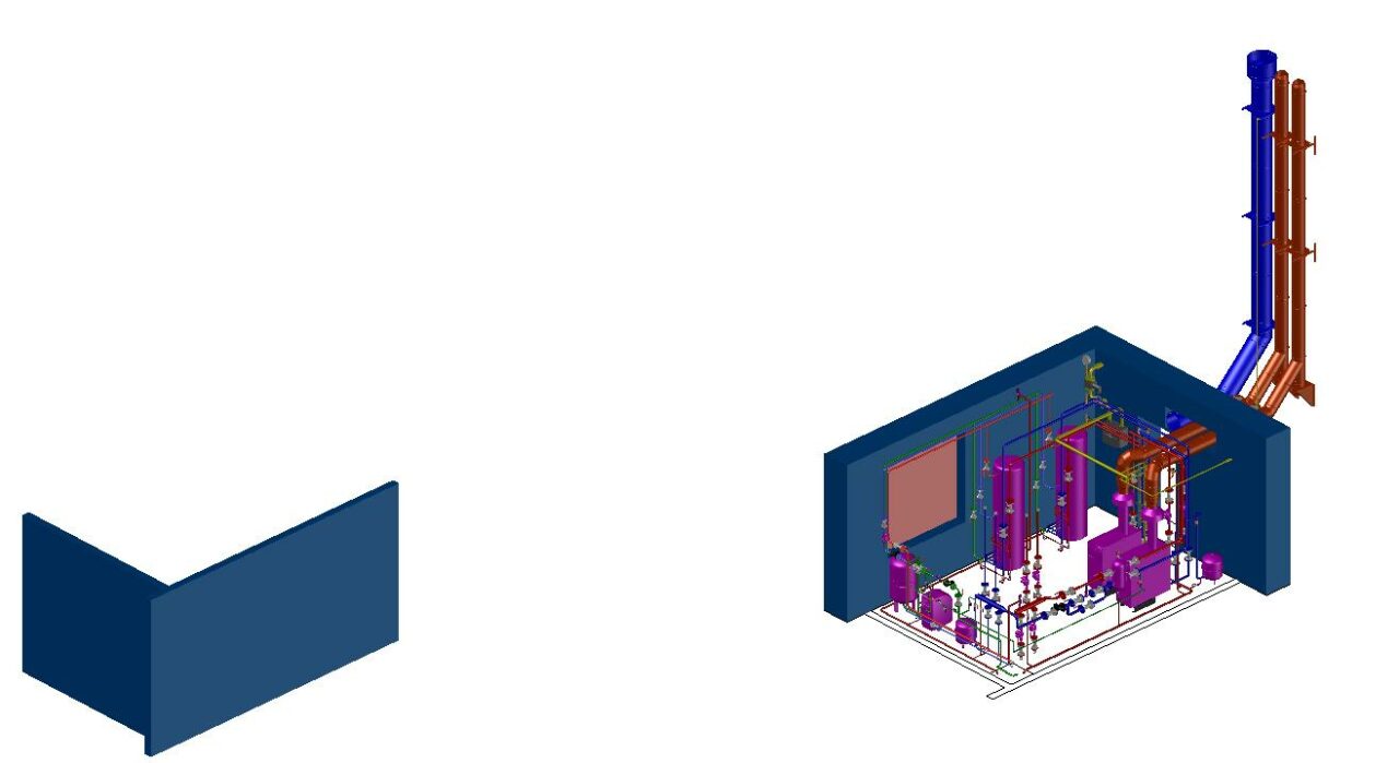 3D модель 3D модель котельной с двумя котлами Baxi