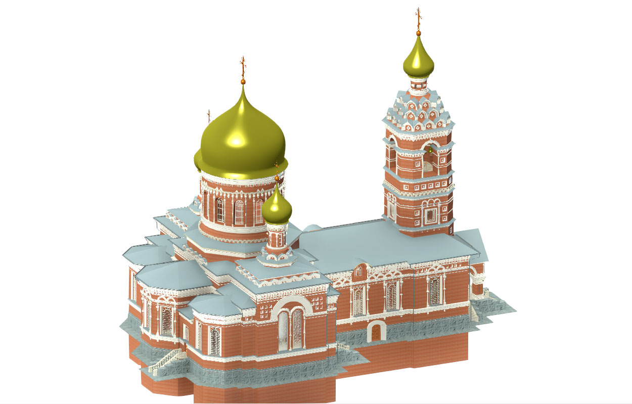 3D модель Православный храм с колокольней