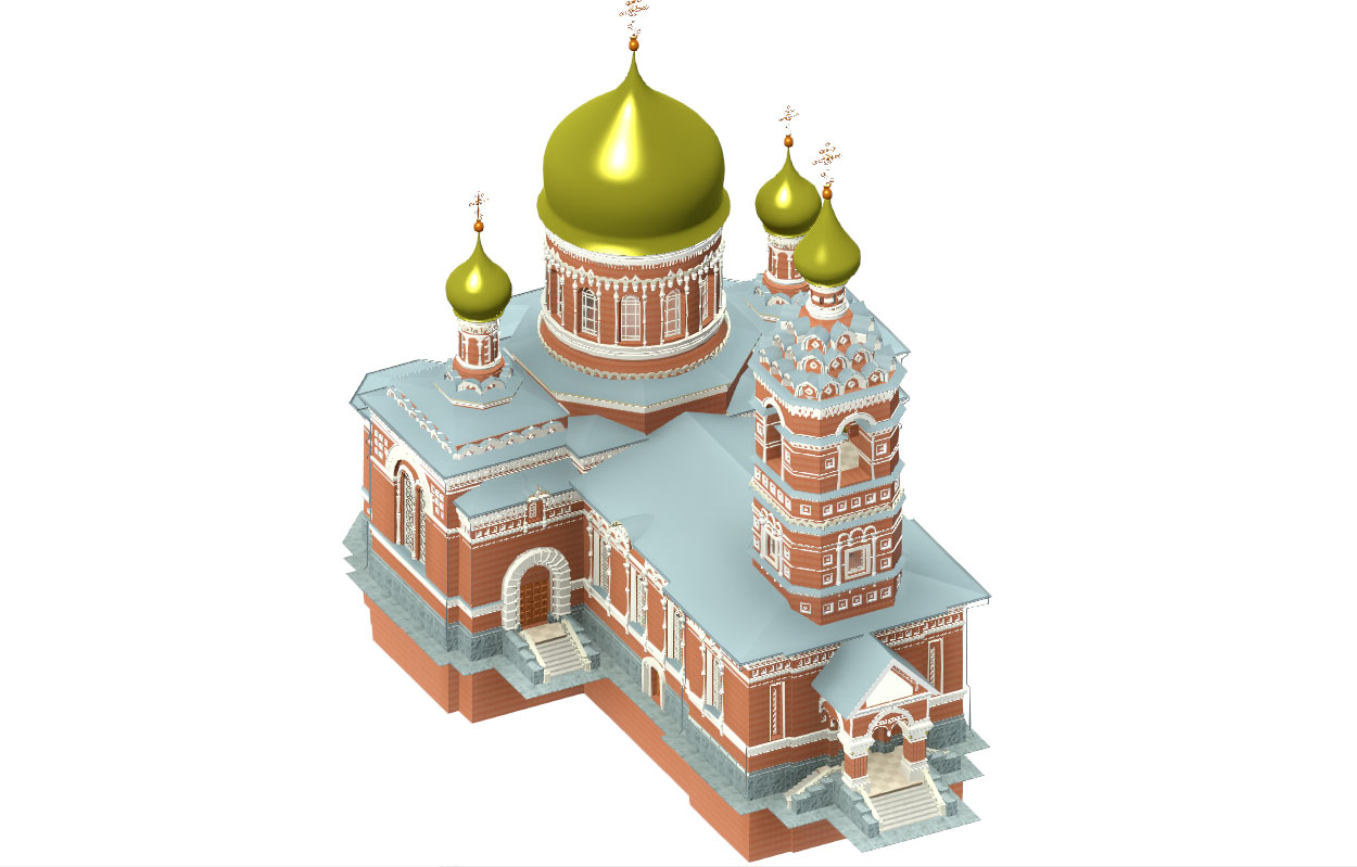 3D модель Православный храм с колокольней