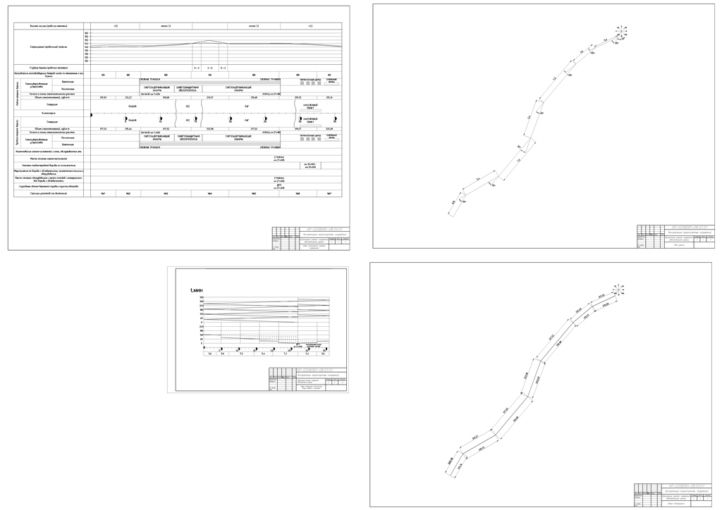 Чертеж Организация зимнего содержания участка автомобильной дороги (категория дороги - 3)