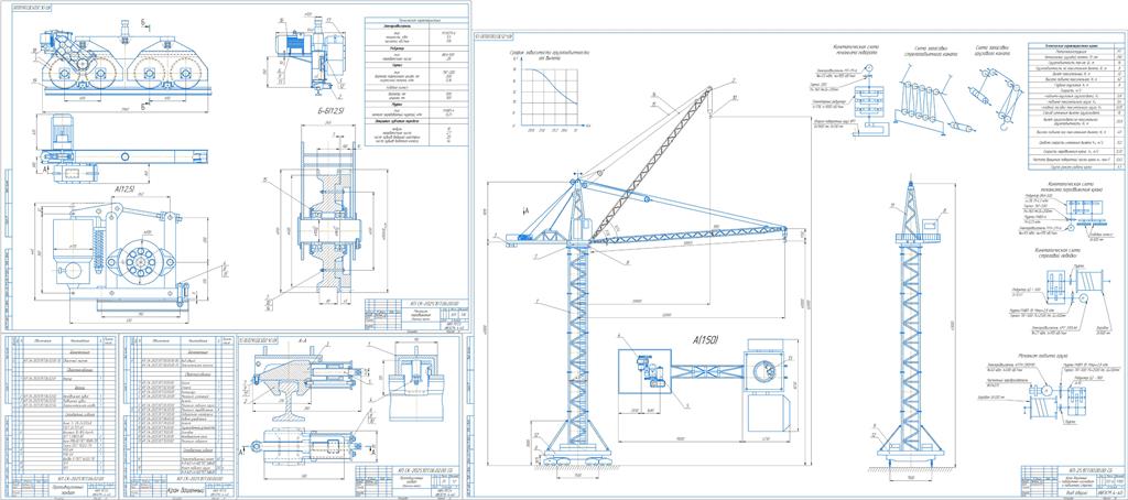 Чертеж Проектирование башенного крана (грузоподъемность при максимальном вылете Q1= 8 т)