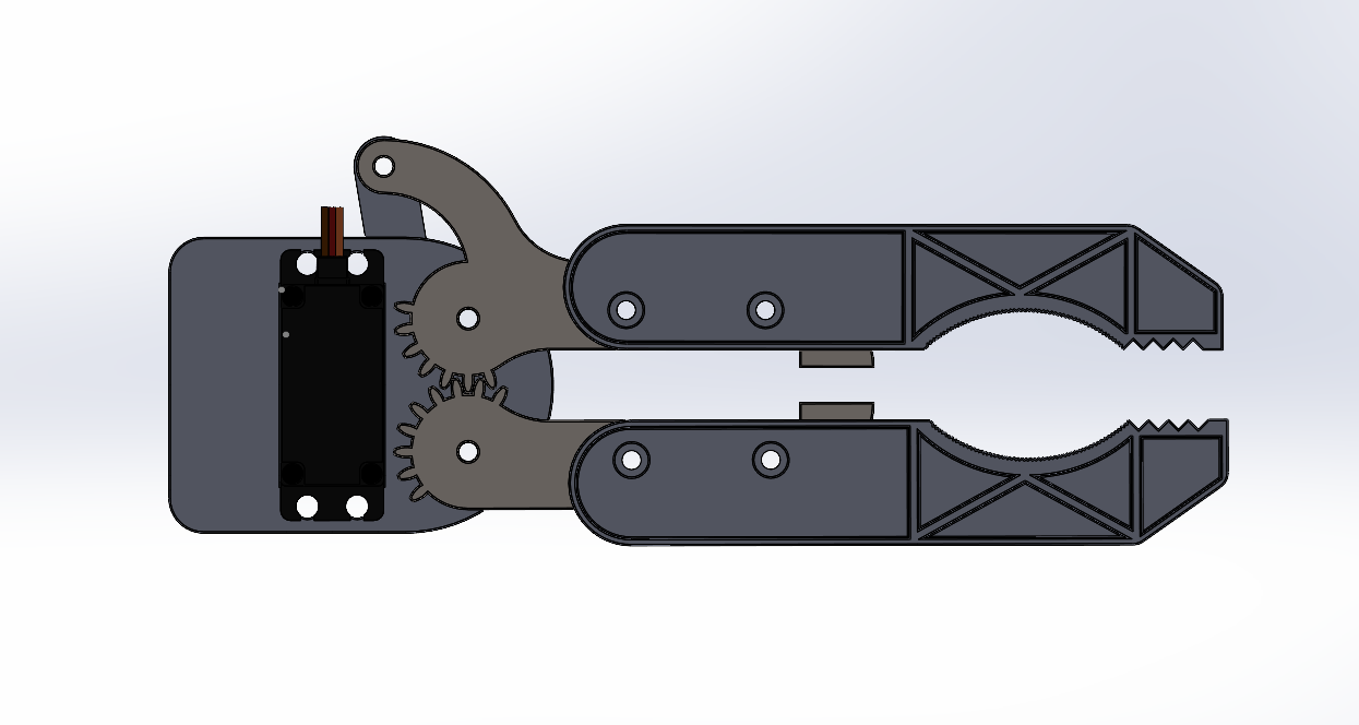 3D модель Компактный двухпальцевый захват для роборуки(манипулятора на микросерво) с зубчатым механизмом