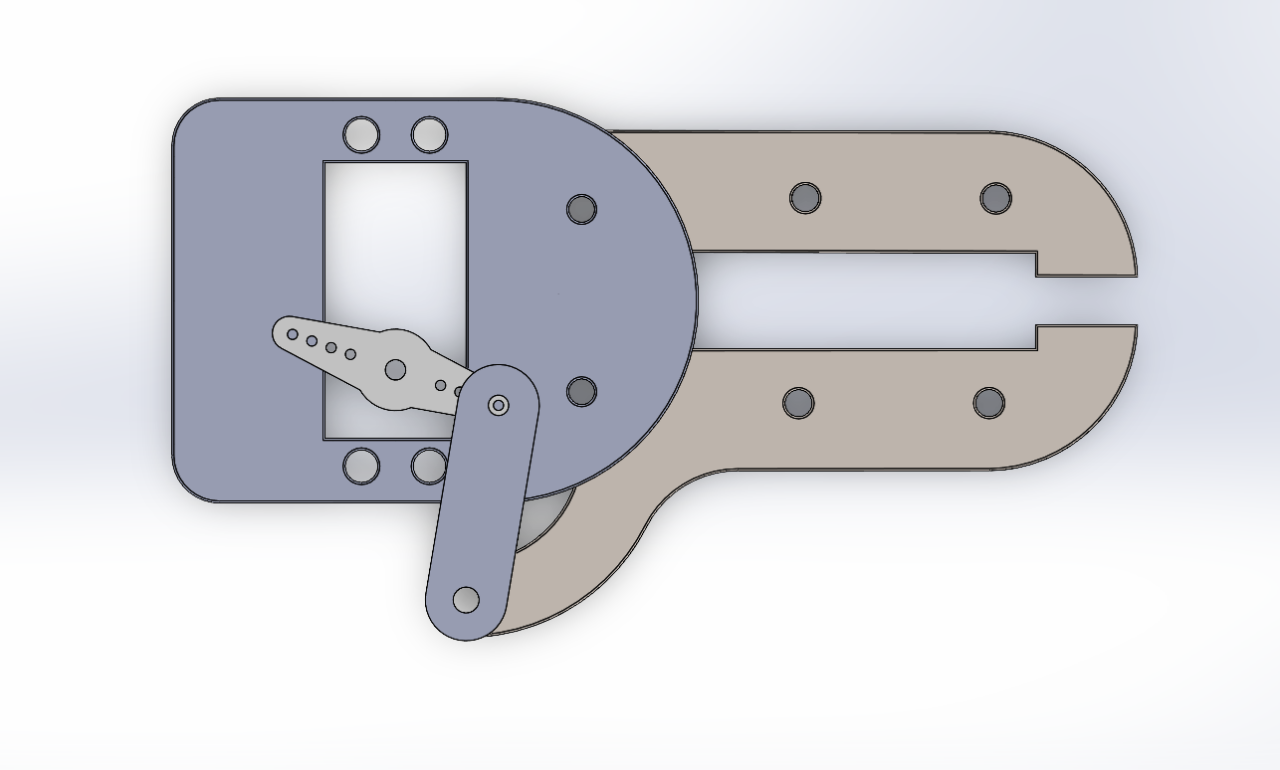 3D модель Компактный двухпальцевый захват для роборуки(манипулятора на микросерво) с зубчатым механизмом