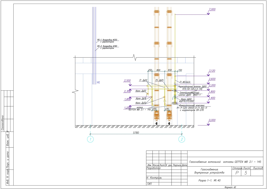 3D модель Проект газоснабжения котельной с котлами GEFFEN MB 3.1 - 145