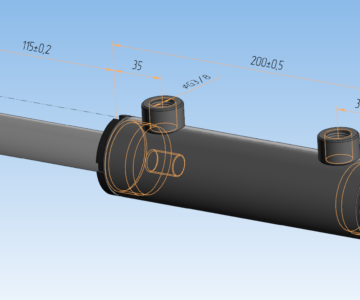 3D модель Гидравлический цилиндр 40-25-100 с двухсторонним штоком