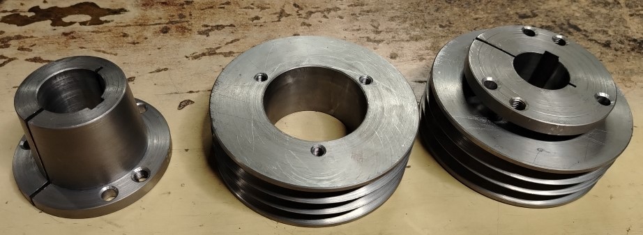 3D модель Шкив ф140 мм с конусной преходной втулкой на вал ф38мм