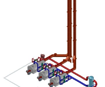 3D модель БМК с тремя водогрейными котлами METEOR SK1400