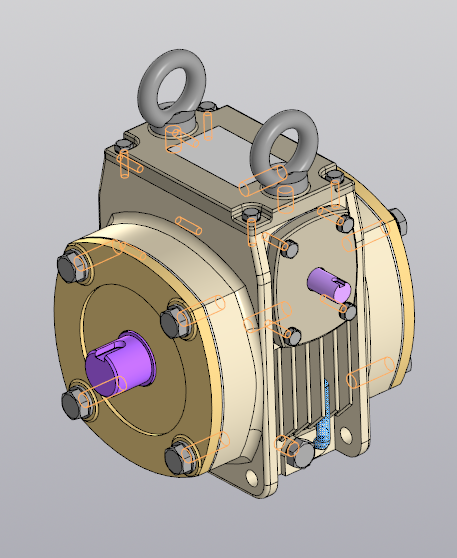 3D модель Модель одноступенчатого вертикального червячного редуктора Uред = 10