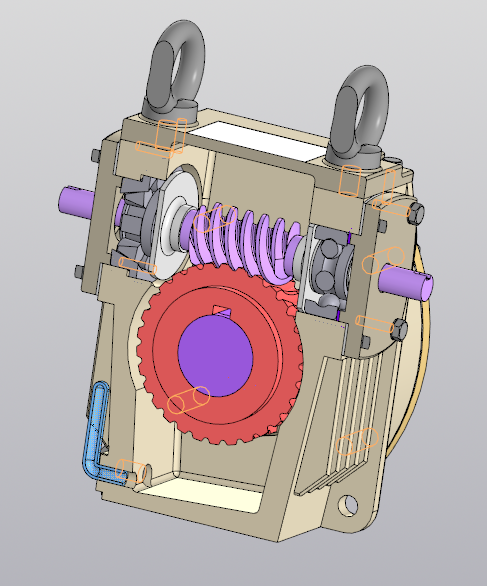 3D модель Модель одноступенчатого вертикального червячного редуктора Uред = 10