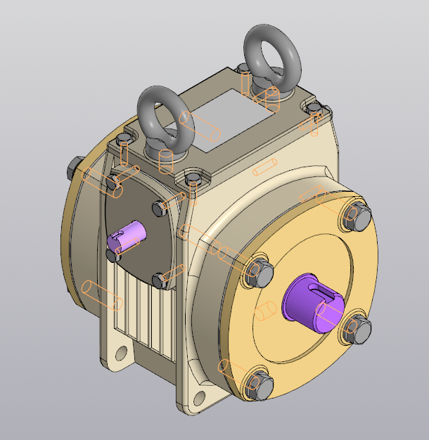 3D модель Модель одноступенчатого вертикального червячного редуктора Uред = 10