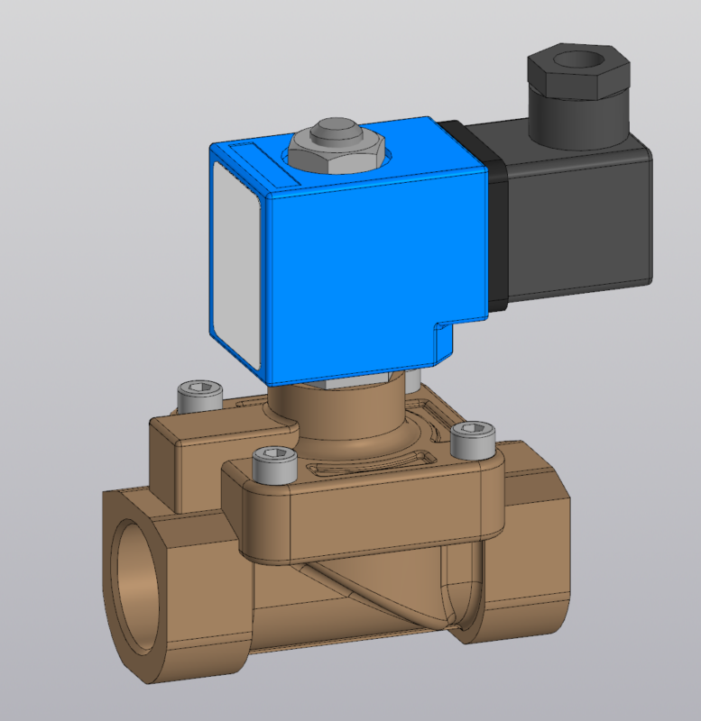 3D модель Клапан соленоидный "Tork" T-GP 104 2/2 НЗ 3/4" (Ду 20)