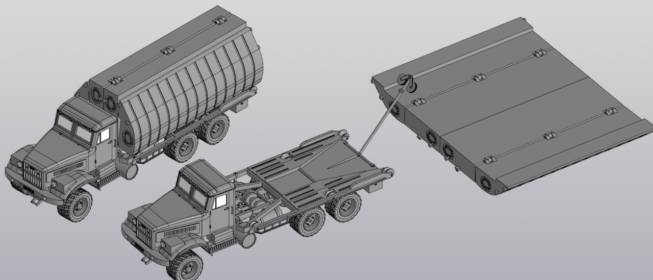 Чертеж КрАЗ 255Б - понтонно-мостовая машина