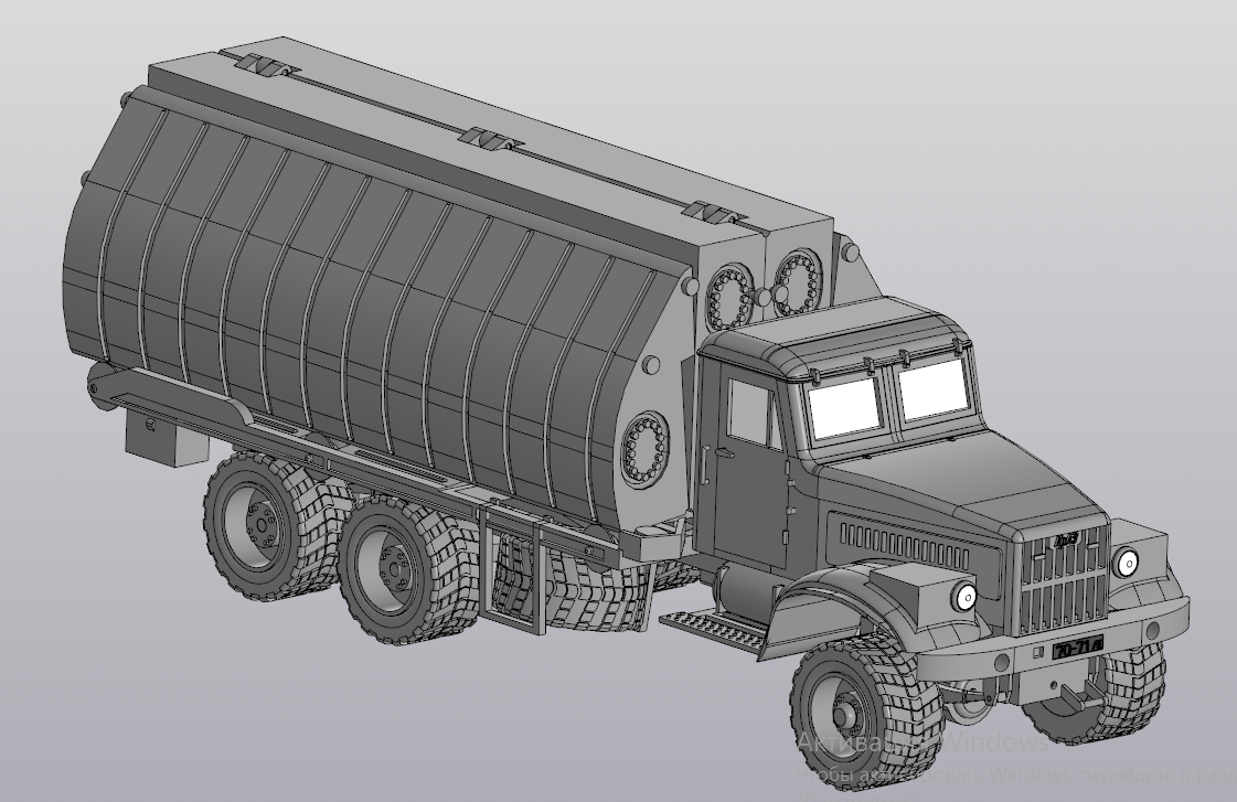 Чертеж КрАЗ 255Б - понтонно-мостовая машина