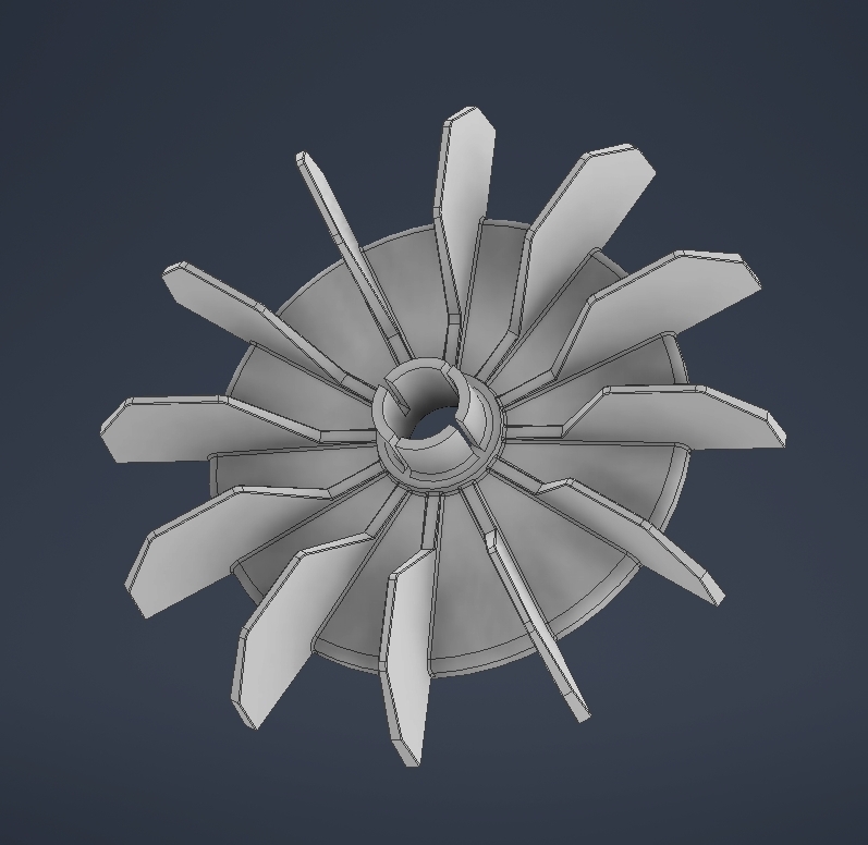3D модель Крыльчатка электродвигателя вал 14 мм