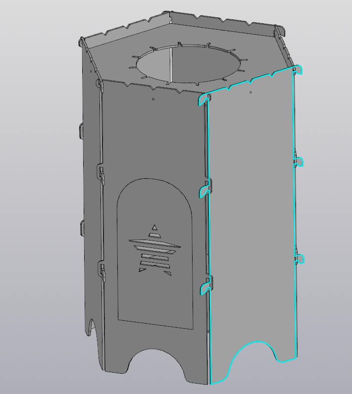 3D модель 6-гранный мангал + печь под казан