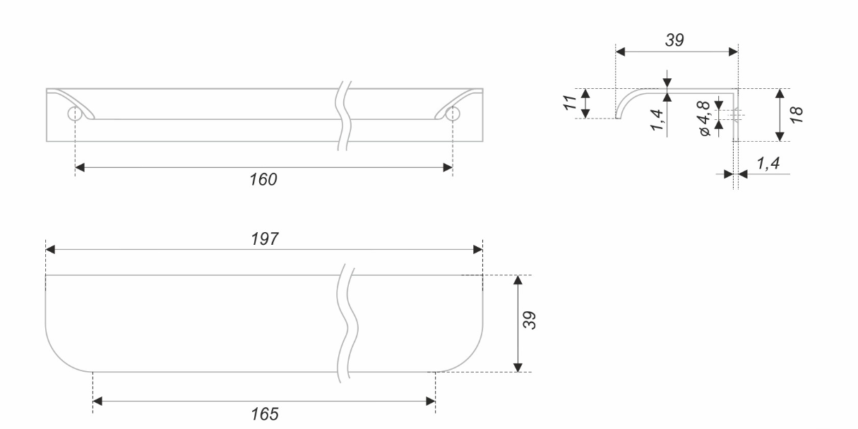 3D модель Мебельная ручка MONTE 2.0 RT810