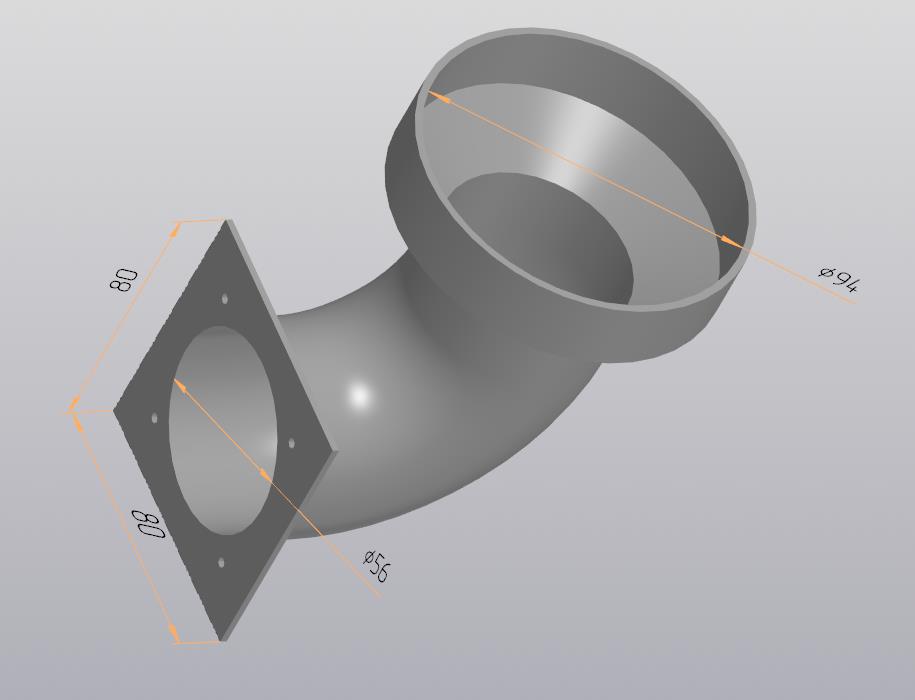 Чертеж Фланец отвод для 3D-принтера Creality K1