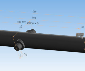 3D модель Гидравлический цилиндр 100-60-1000 с односторонним штоком