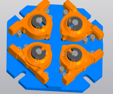 3D модель 3D сборка станочного приспособления для обработки лап корпуса подшипника