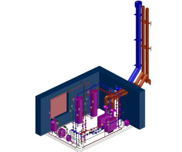 3D модель 3D модель котельной с двумя котлами Baxi