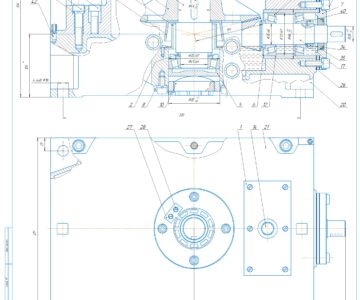 Чертеж Редуктор конический одноступенчатый. u=4