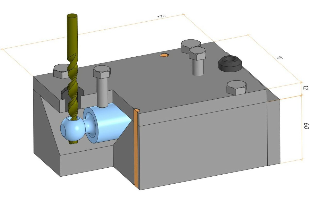 3D модель Кондуктор для сверления отверстий вала винтового насоса