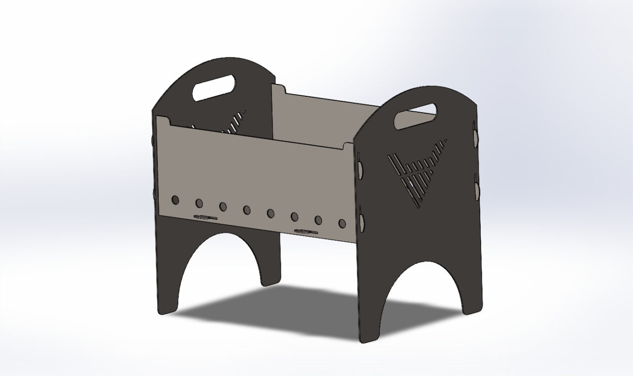 3D модель Мангал разборный "Походный" 430х300х400 2,0-2,5мм