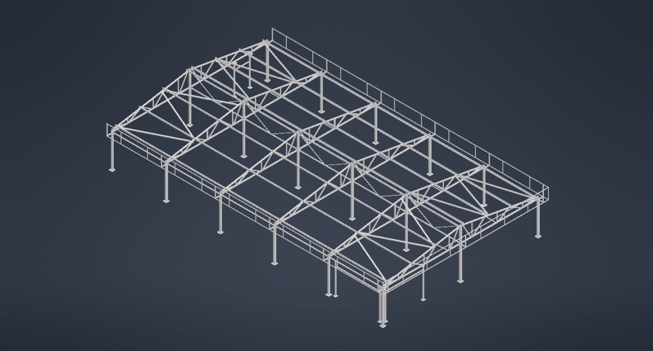 Чертеж Здание одноэтажное, прямоугольное, с размерами 16,74х29,2